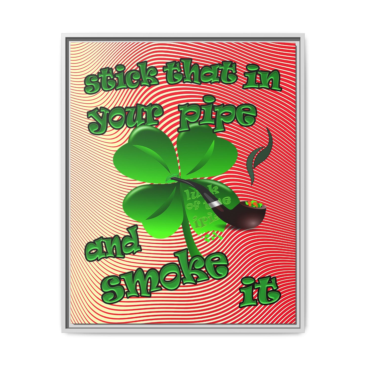 stick that in your pipe and smoke it - framed canvas art (yellow-orange wave)