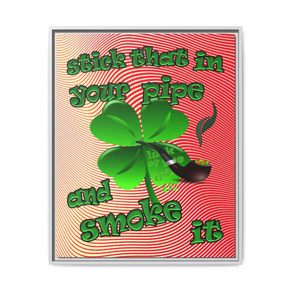 stick that in your pipe and smoke it - framed canvas art (yellow-orange wave)