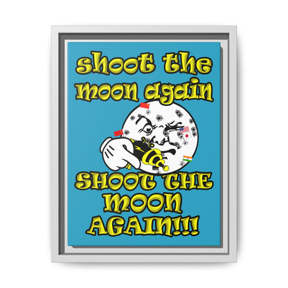 shoot the moon again - framed canvas art (turquoise)