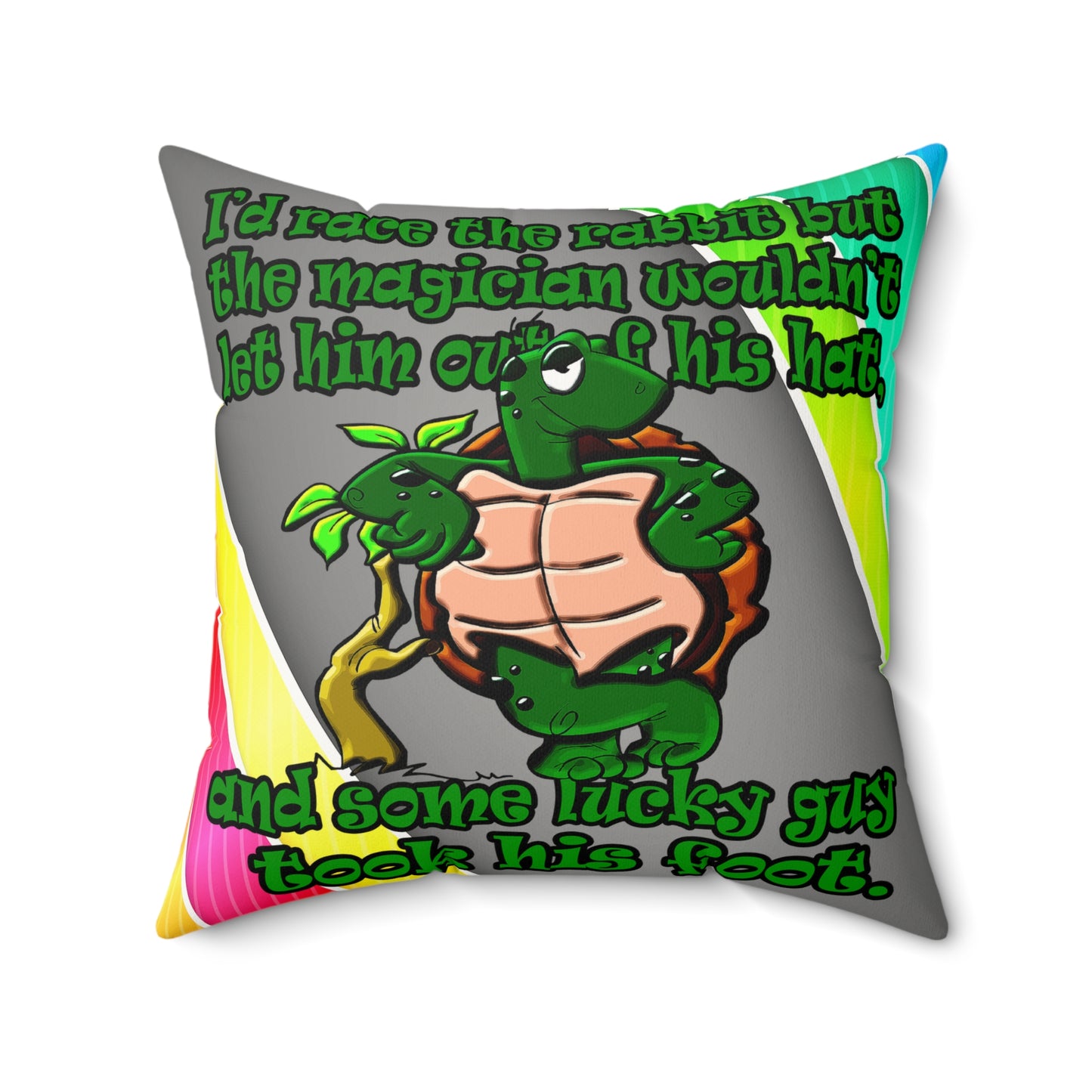 turtle race - Faux Suede Square Pillow - (rainbow split)