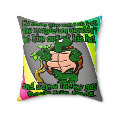 turtle race - Faux Suede Square Pillow - (rainbow split)