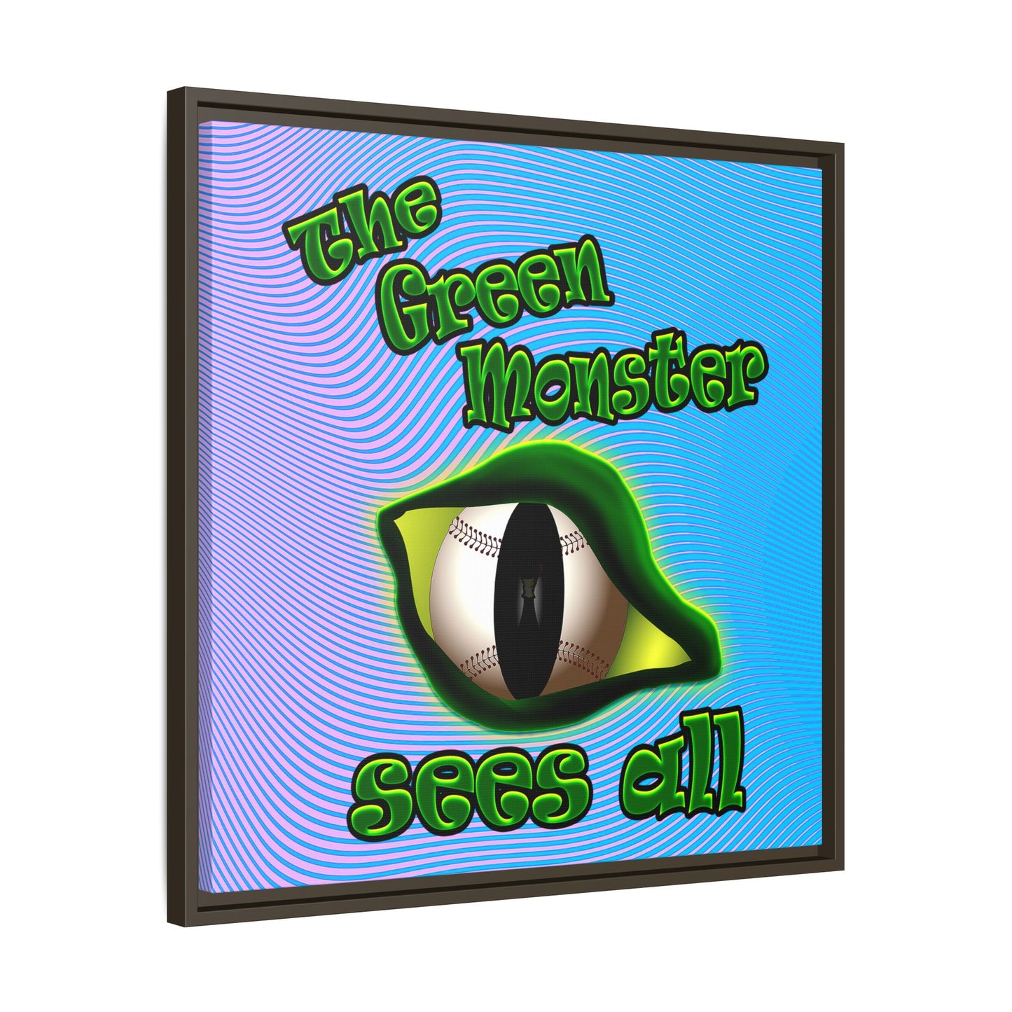 green monster - framed canvas art (light blue-purple wave)