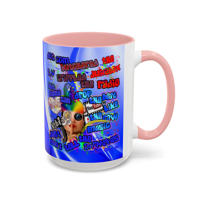drop the beat - Accent Mug (blue-white wave)