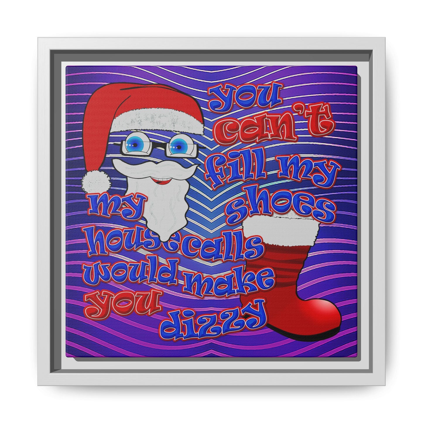 santa's shoes - framed canvas art (purple wave)