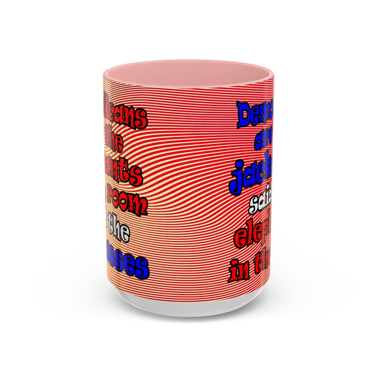 donkeys and elephants - Accent Mug (yellow-orange wave)