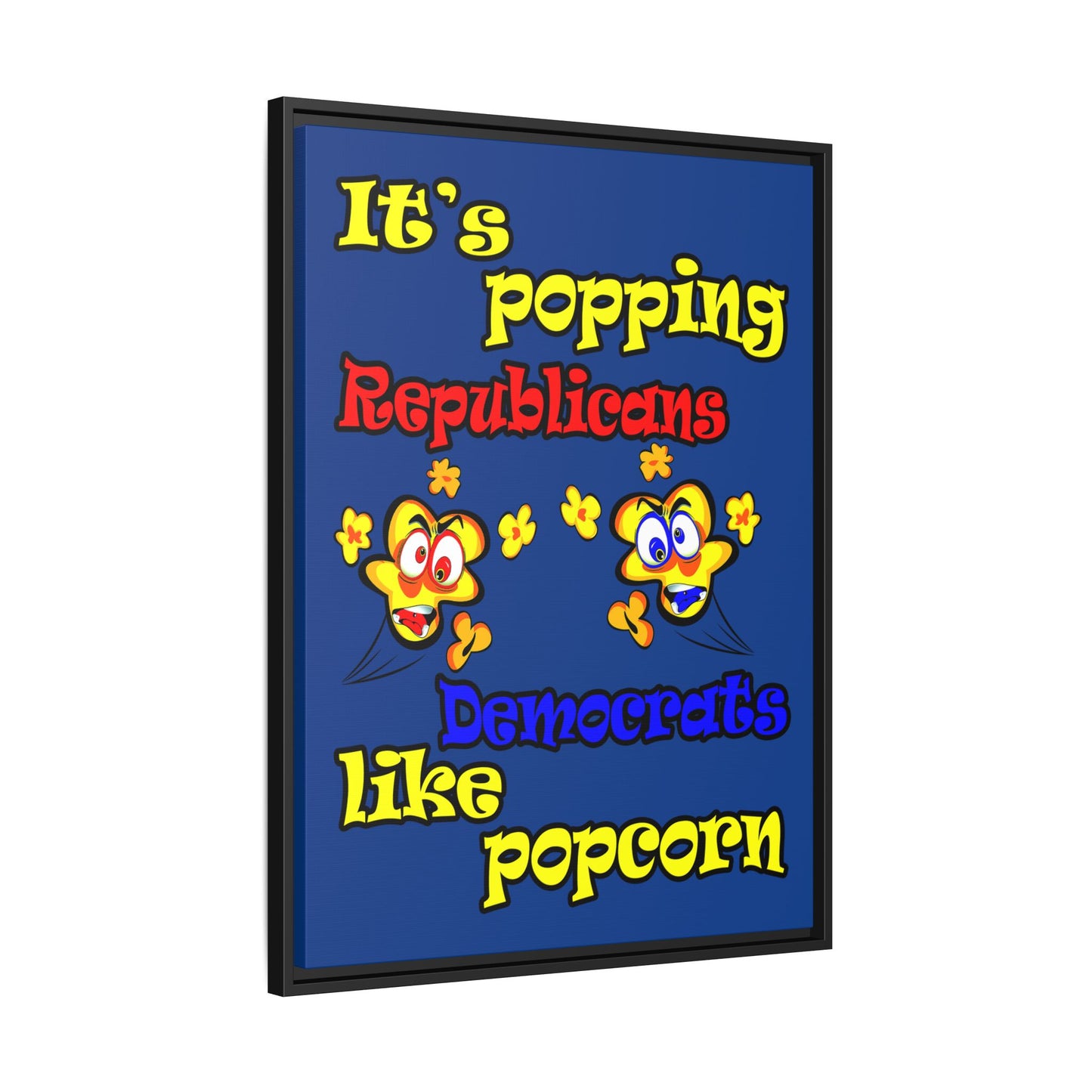 popping like popcorn - framed canvas art (dark blue)