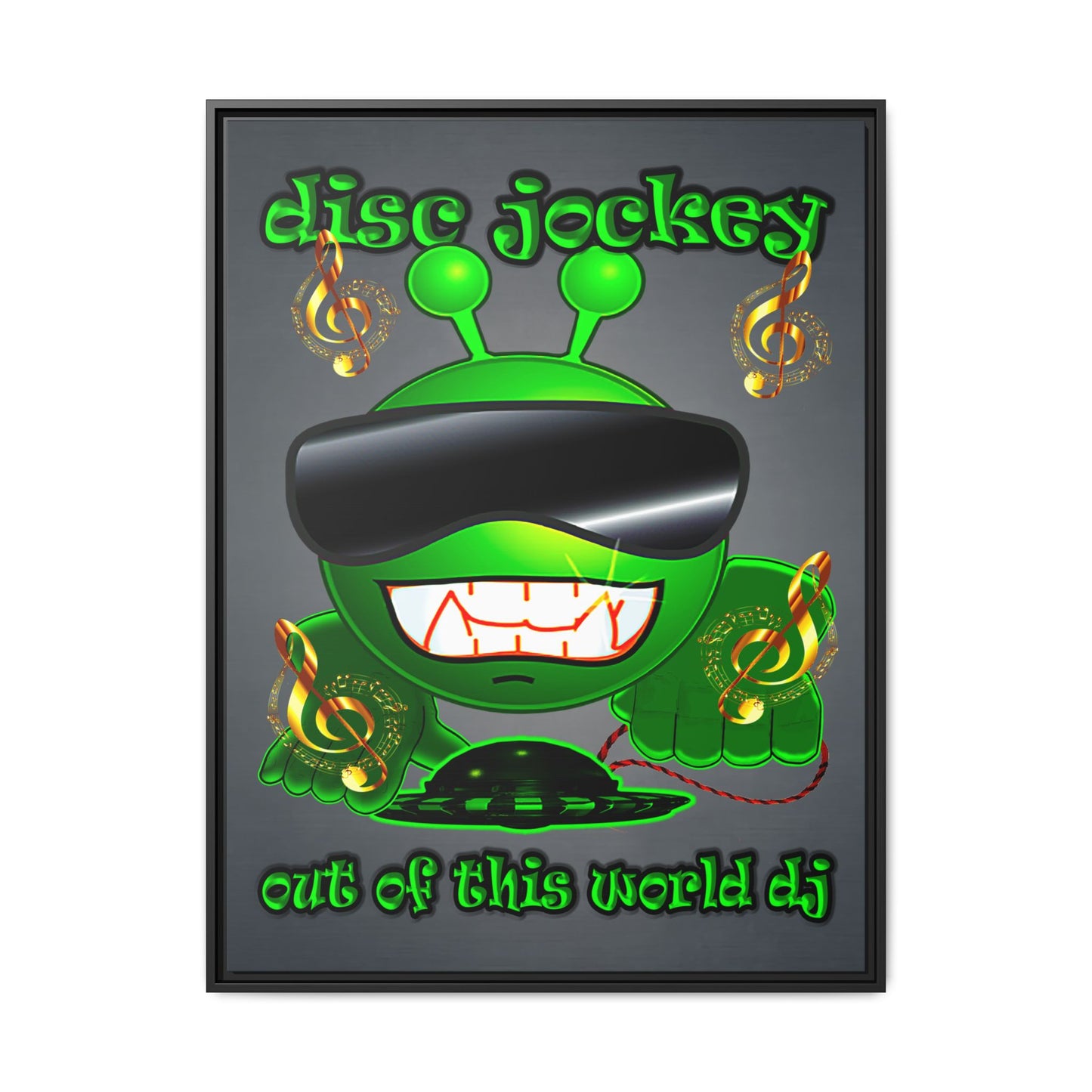 disc jockey - framed canvas art (grey-light grey)