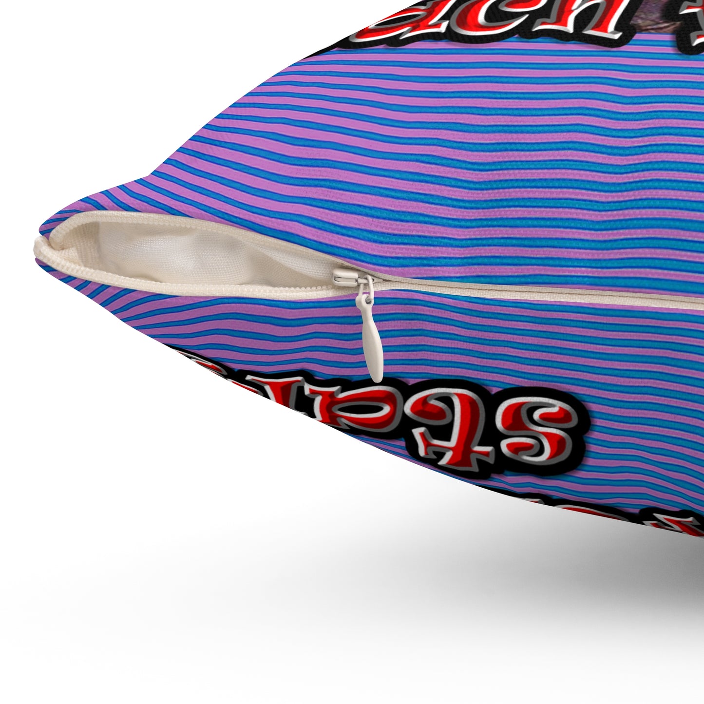 defy conquer reach - Spun Polyester Square Pillow - (light blue-purple wave)