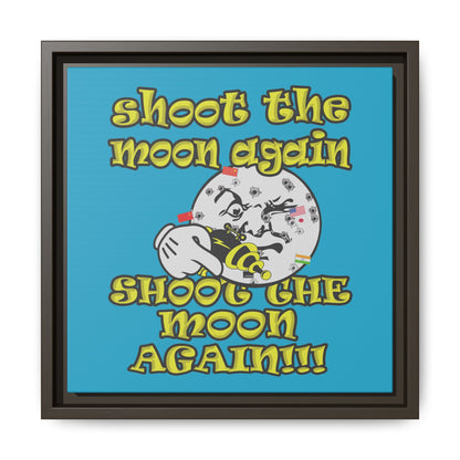 shoot the moon again - framed canvas art (turquoise)