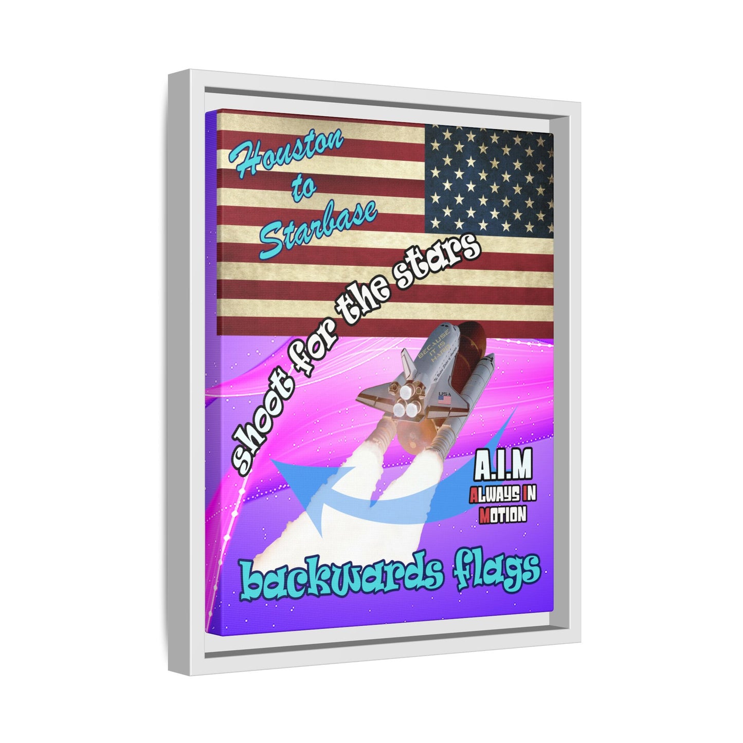 shoot for the stars - framed canvas art (purple-pink wave)