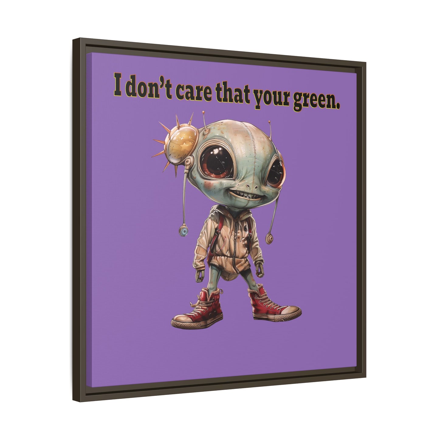 I don't care that your green - framed canvas art (light purple)
