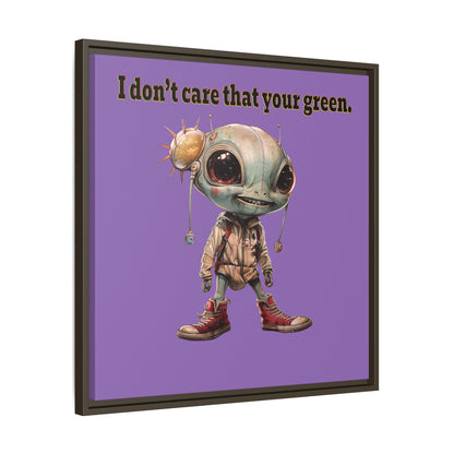 I don't care that your green - framed canvas art (light purple)