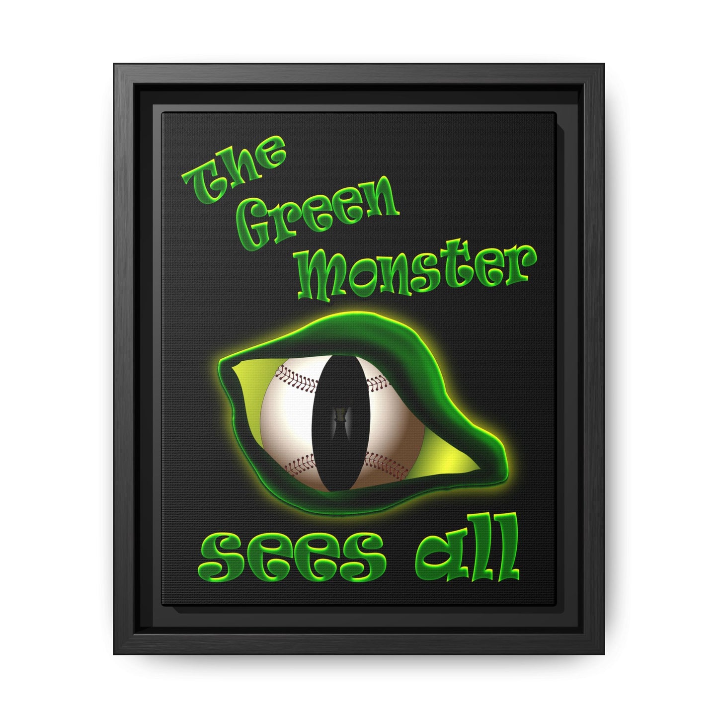 green monster - framed canvas art (black)