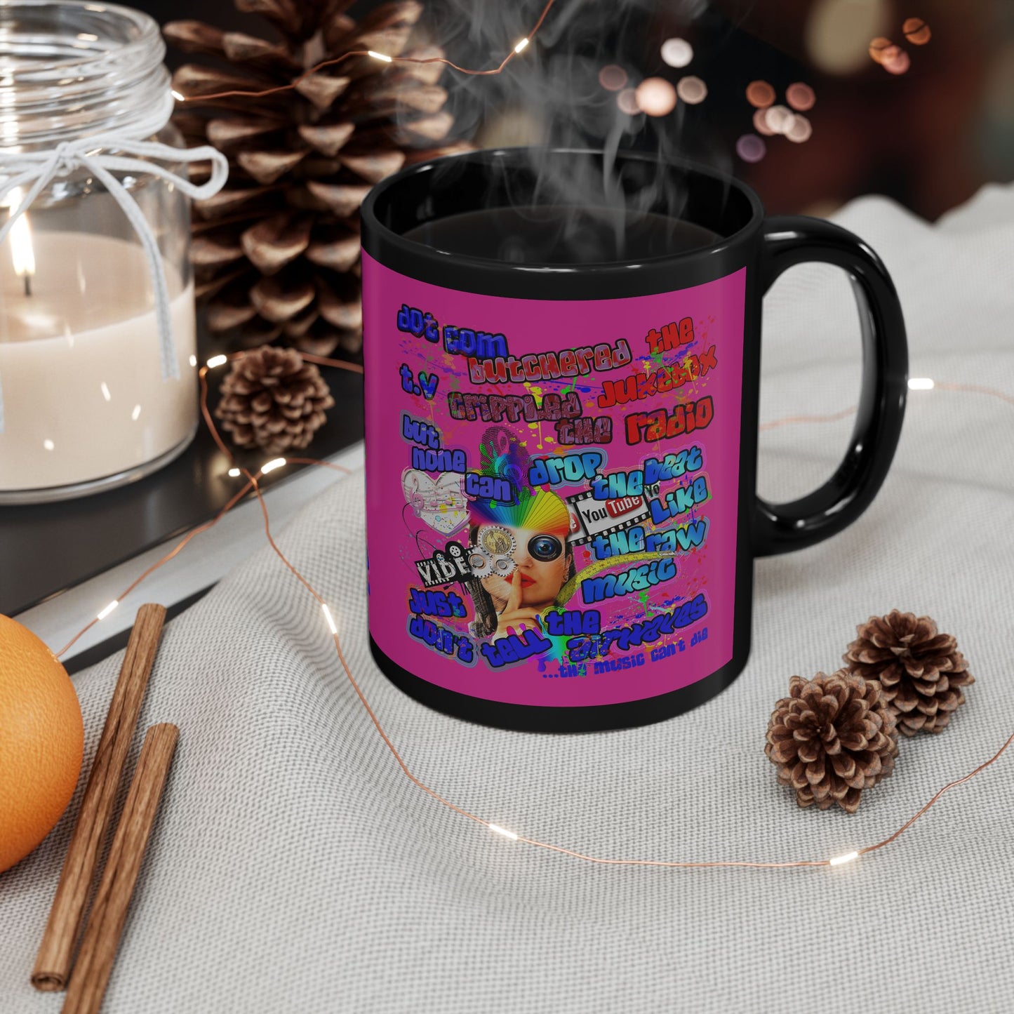drop the beat - Black Mug (pink)