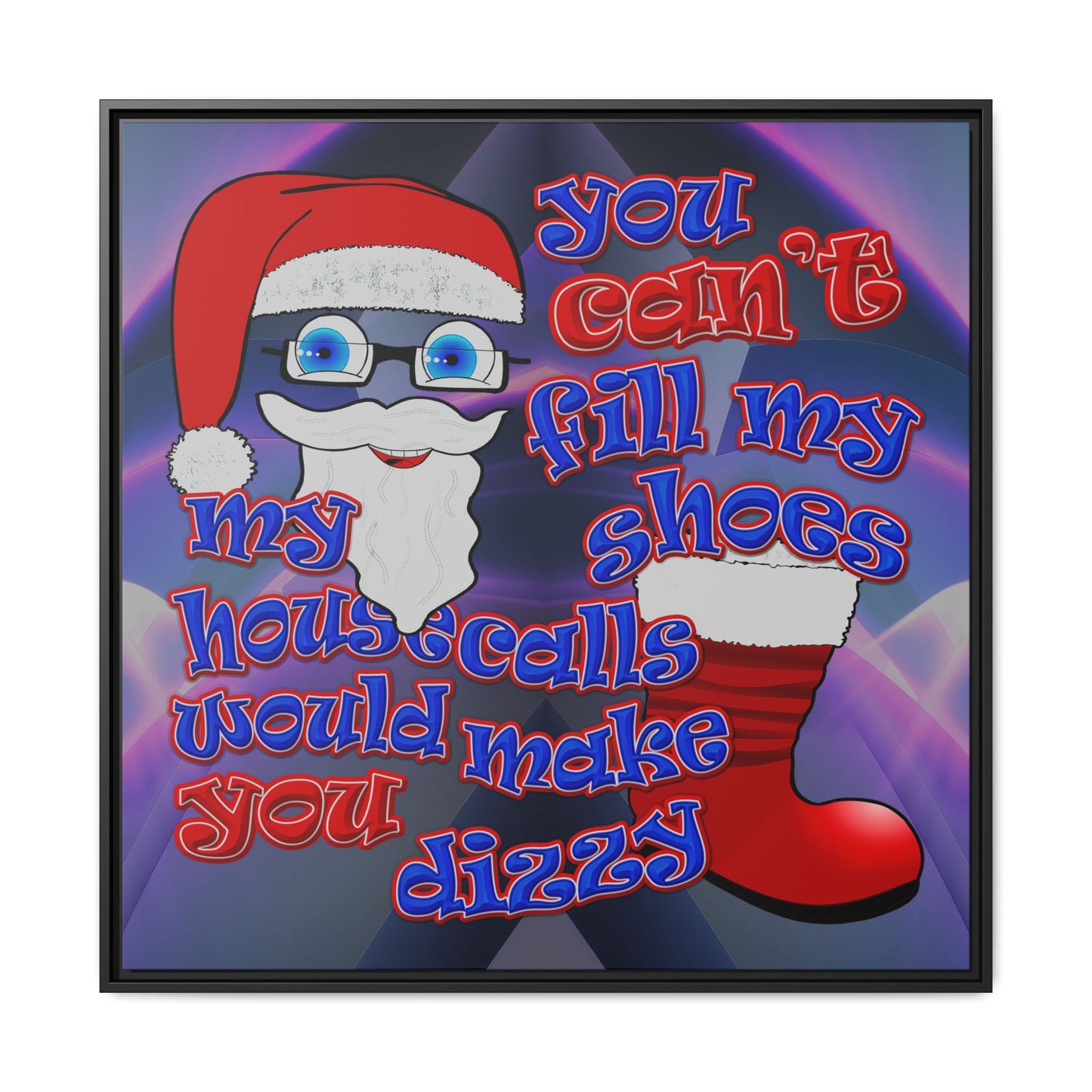 santa's shoes - framed canvas art (grey-pink wave)