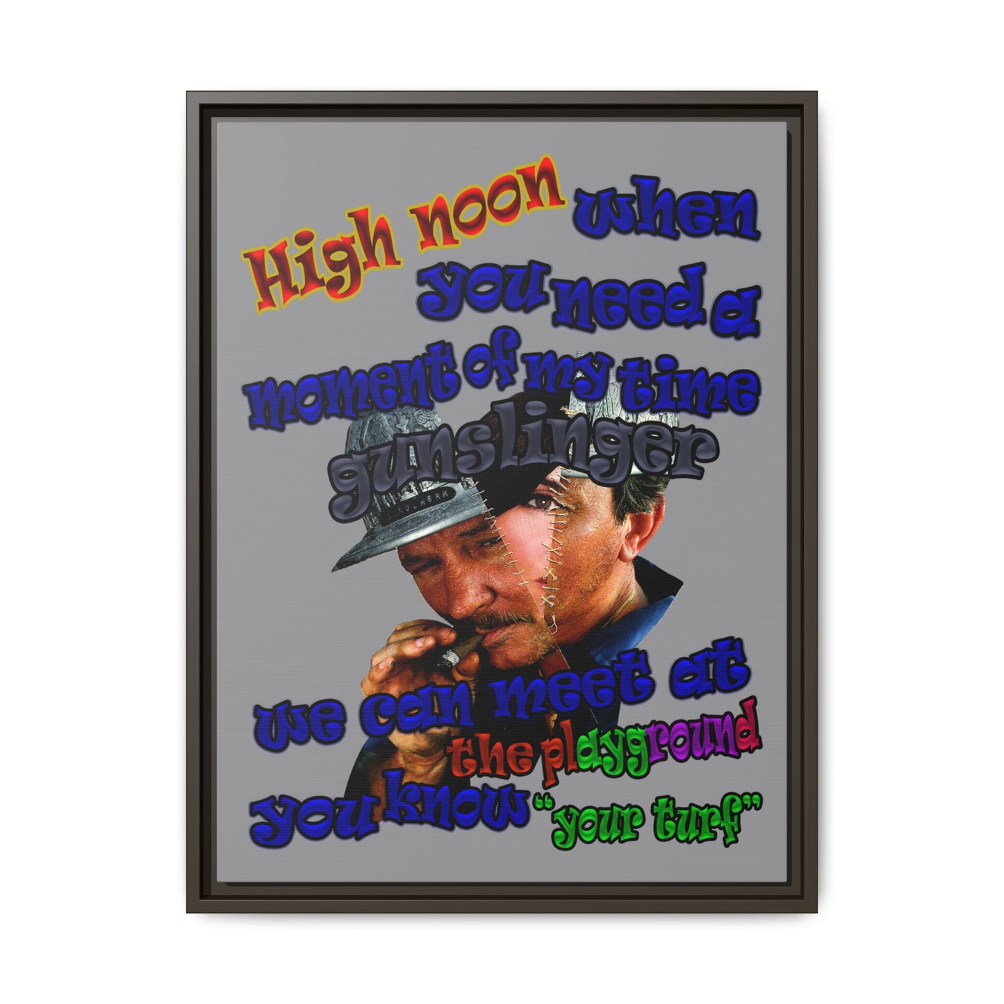high noon - framed canvas art (grey)