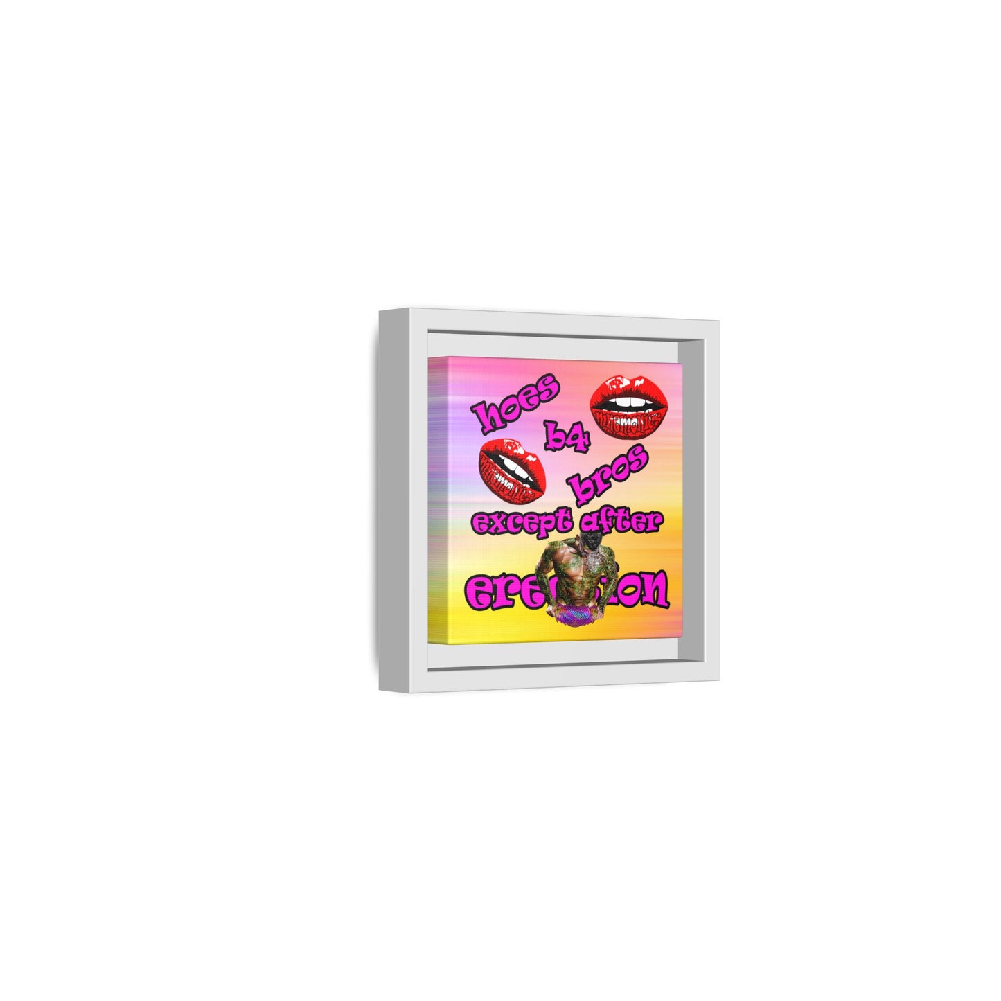 hoes b4 bros - framed canvas art (color blur)