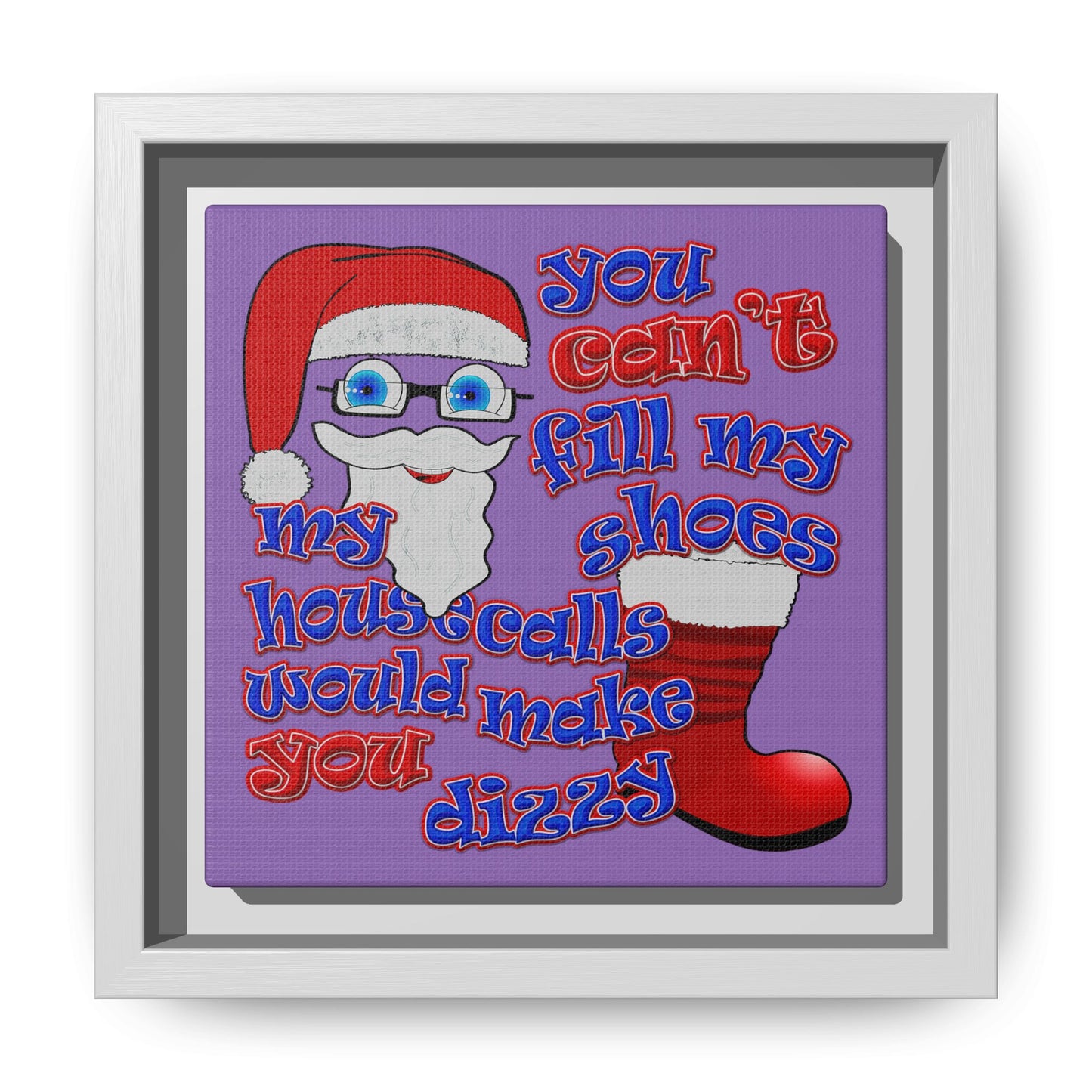 santa's shoes - framed canvas art (light purple)