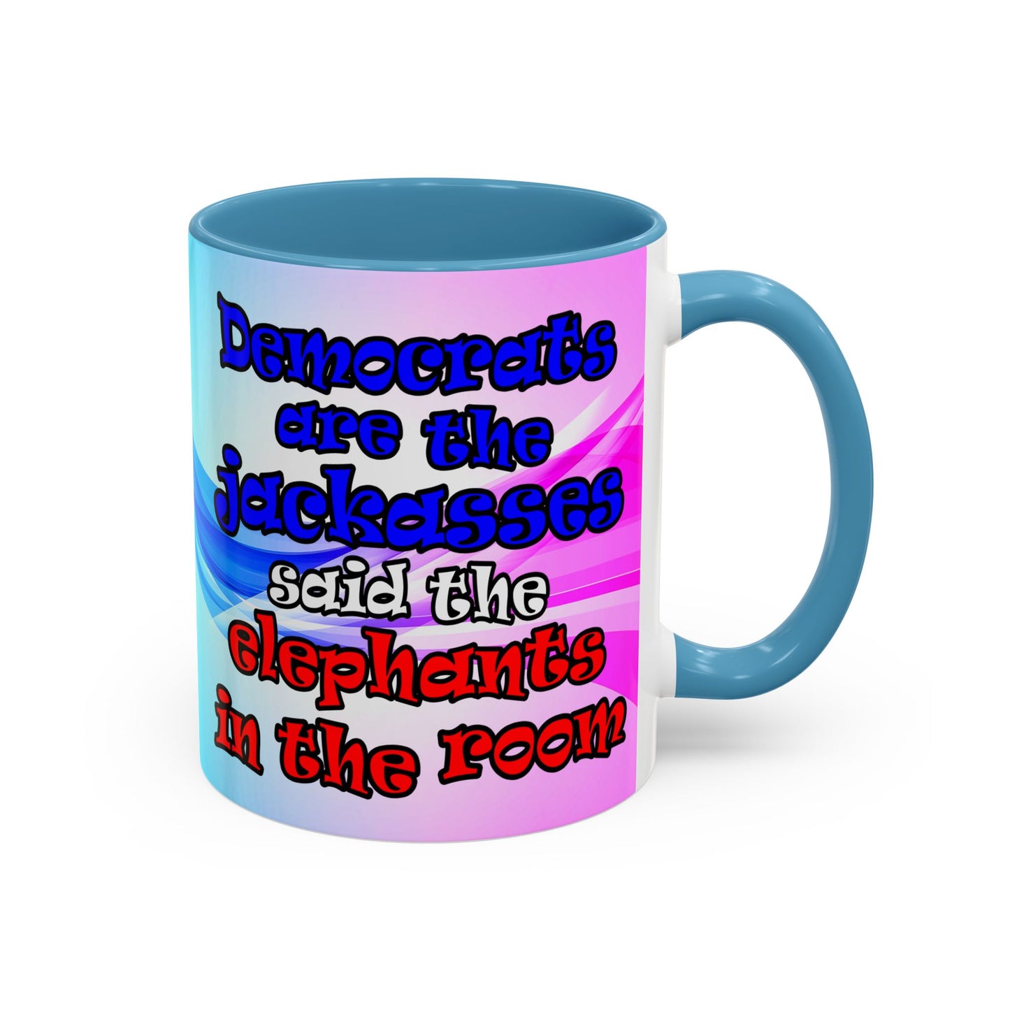 donkeys and elephants - Accent Mug (light blue-pink wave)