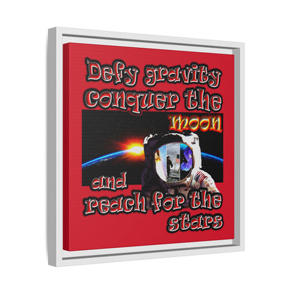 defy conquer reach - framed canvas art (dark red)