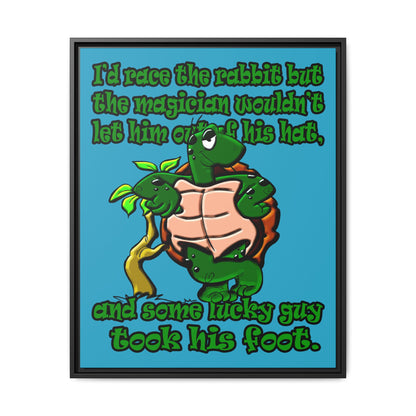 turtle race - framed canvas art (turquoise)