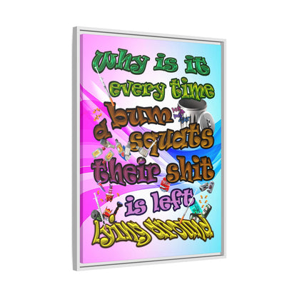 the bum's shit - framed canvas art (light blue-pink wave)