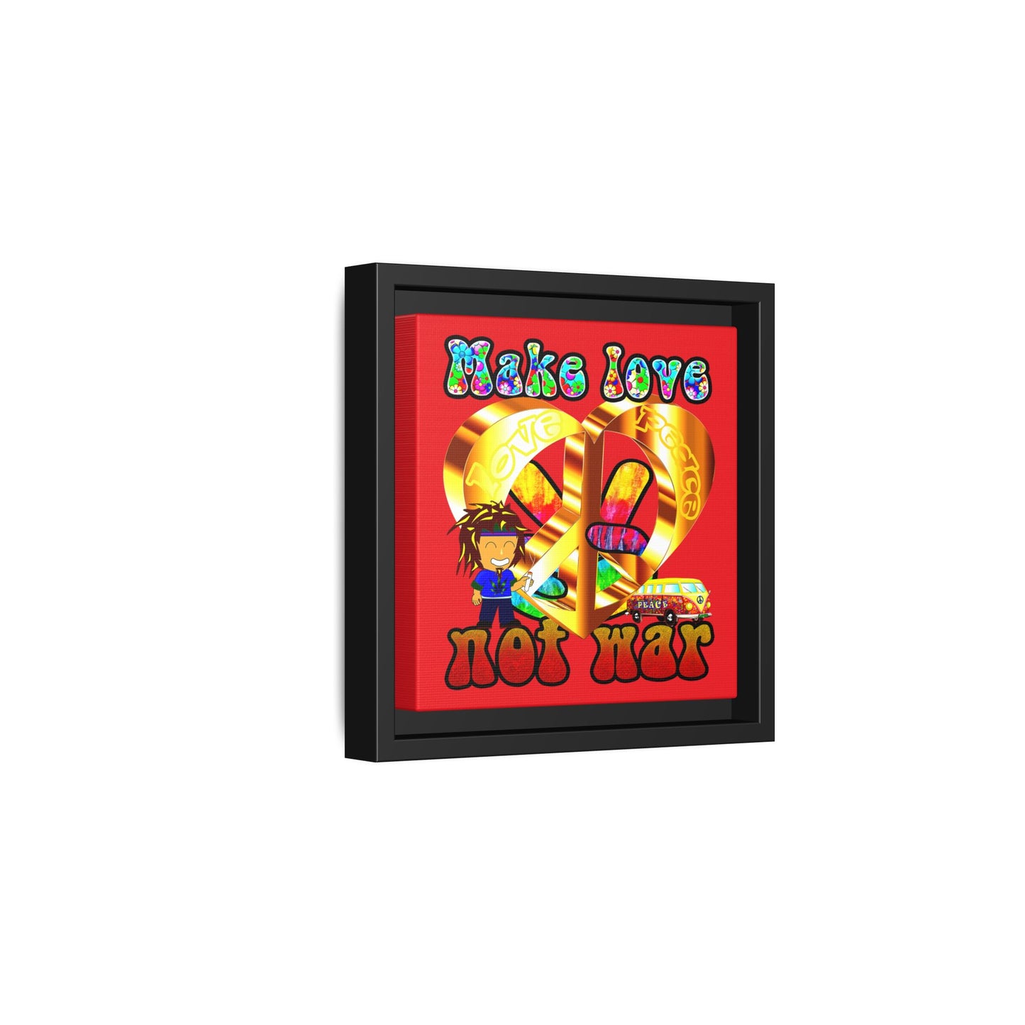 love peace - framed canvas art (red)