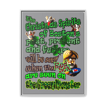 christmas spirits of boston - framed canvas art (grey)