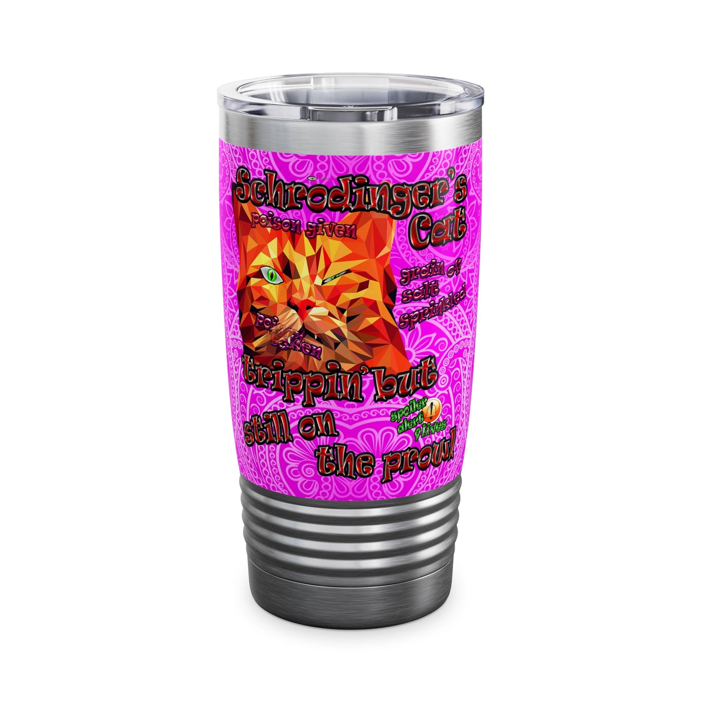 schrodinger's cat - Ringneck Tumbler, 20oz (pink swirl)