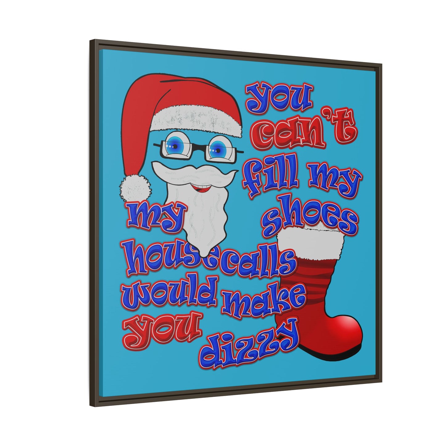 santa's shoes - framed canvas art (turquoise)