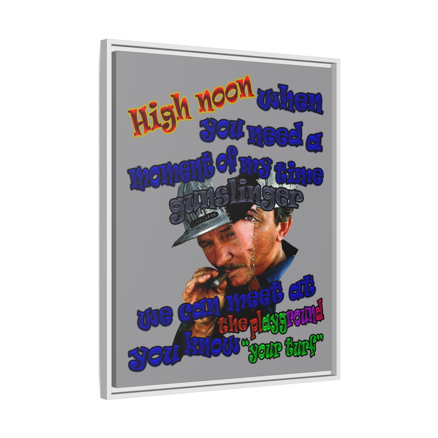 high noon - framed canvas art (grey)