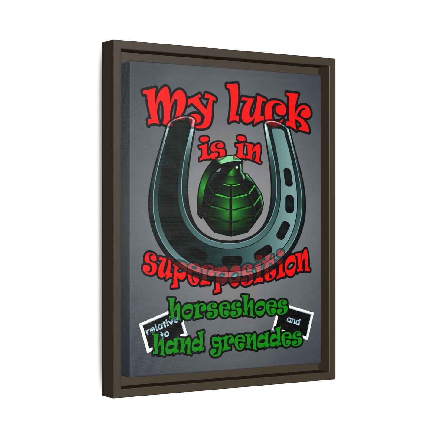 my luck - framed canvas art (grey-light grey)