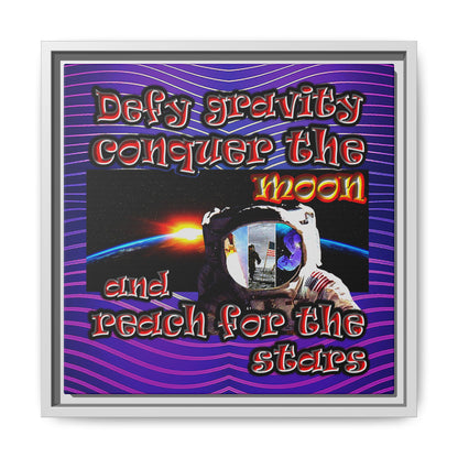 defy conquer reach - framed canvas art (purple wave)