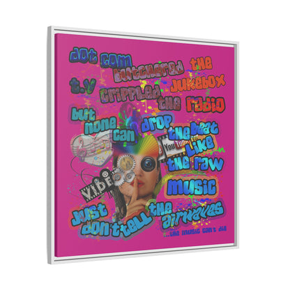 drop the beat - framed canvas art (pink)