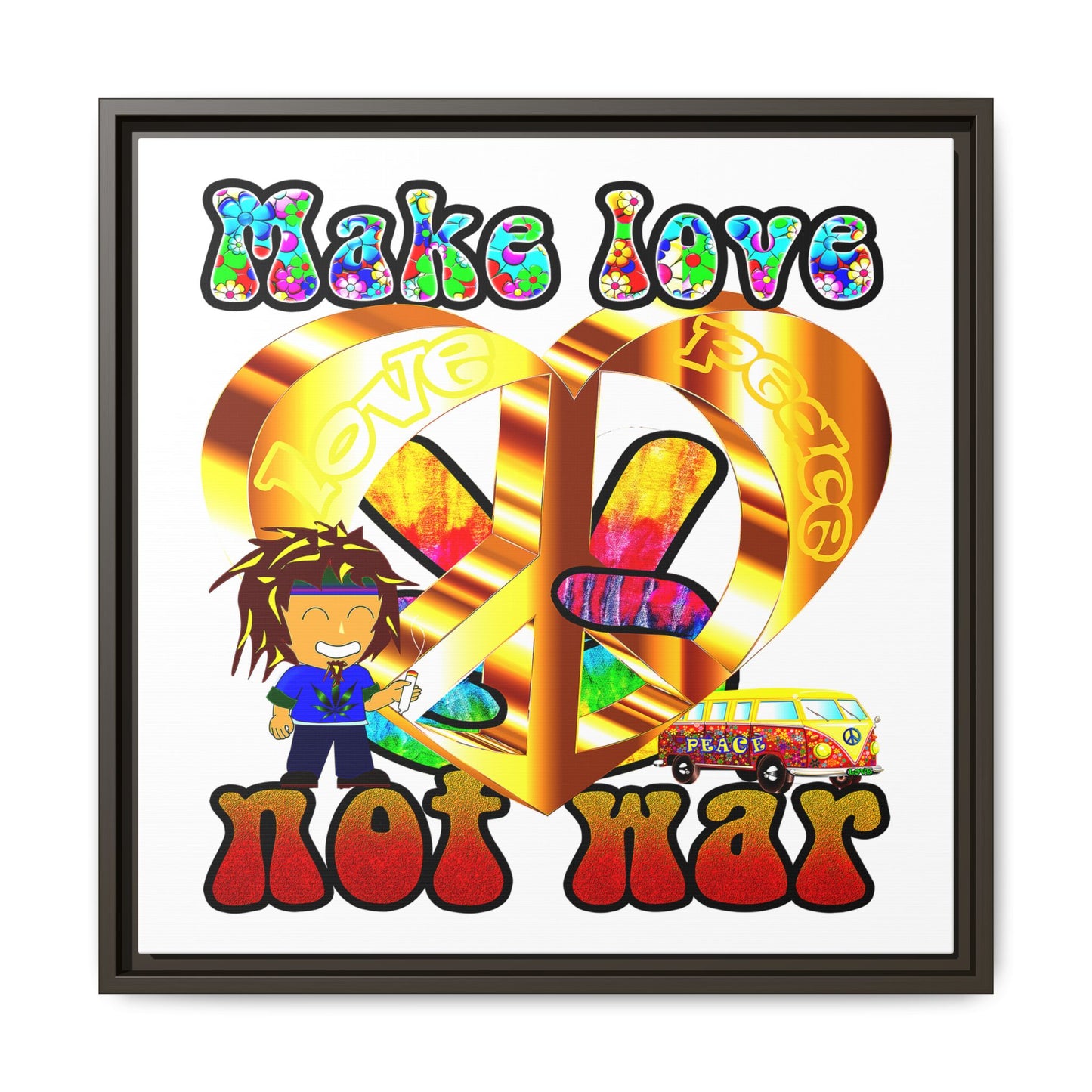 love peace - framed canvas art (white)