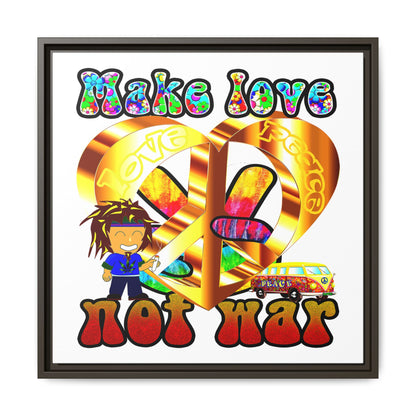 love peace - framed canvas art (white)