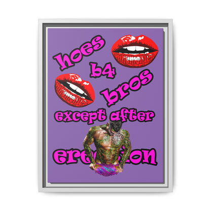 hoes b4 bros - framed canvas art (light purple)