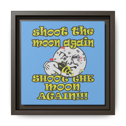 shoot the moon again - framed canvas art (light blue)