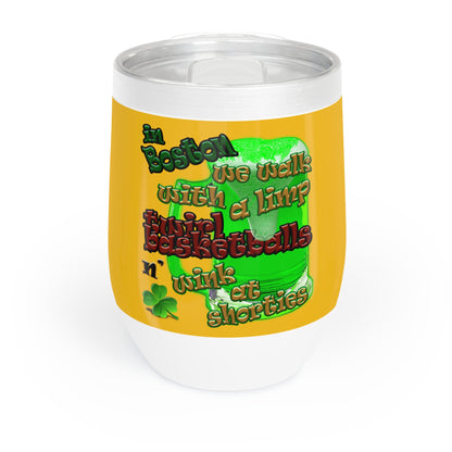 celtics logo - Chill Wine Tumbler (yellow)
