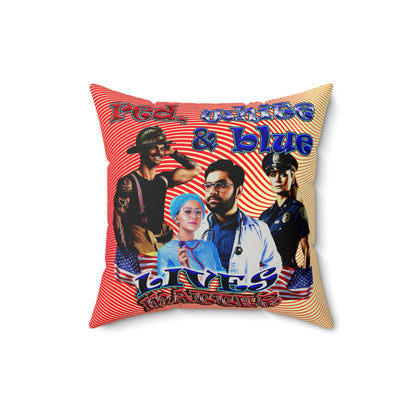 rw&b lives matter - Faux Suede Square Pillow - (yellow-orange wave)