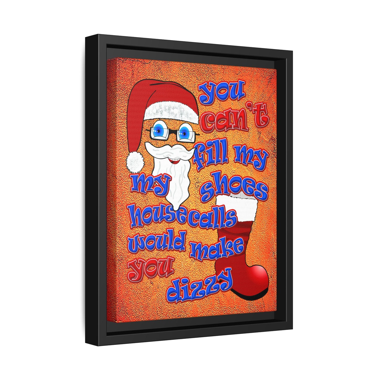 santa's shoes - framed canvas art (burnt orange)