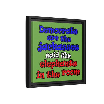 donkeys and elephants - framed canvas art (green)