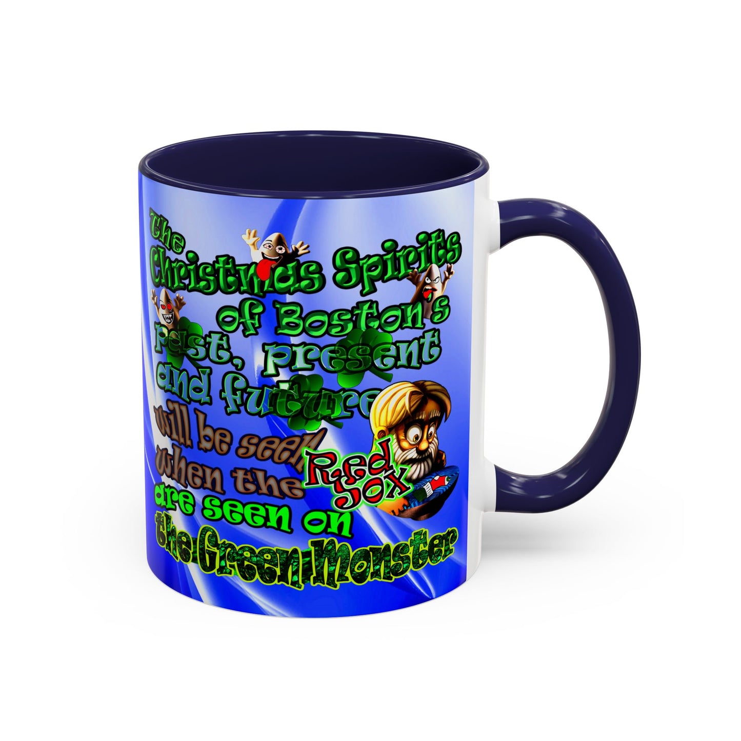 christmas spirits of boston - Accent Mug (blue-white wave)