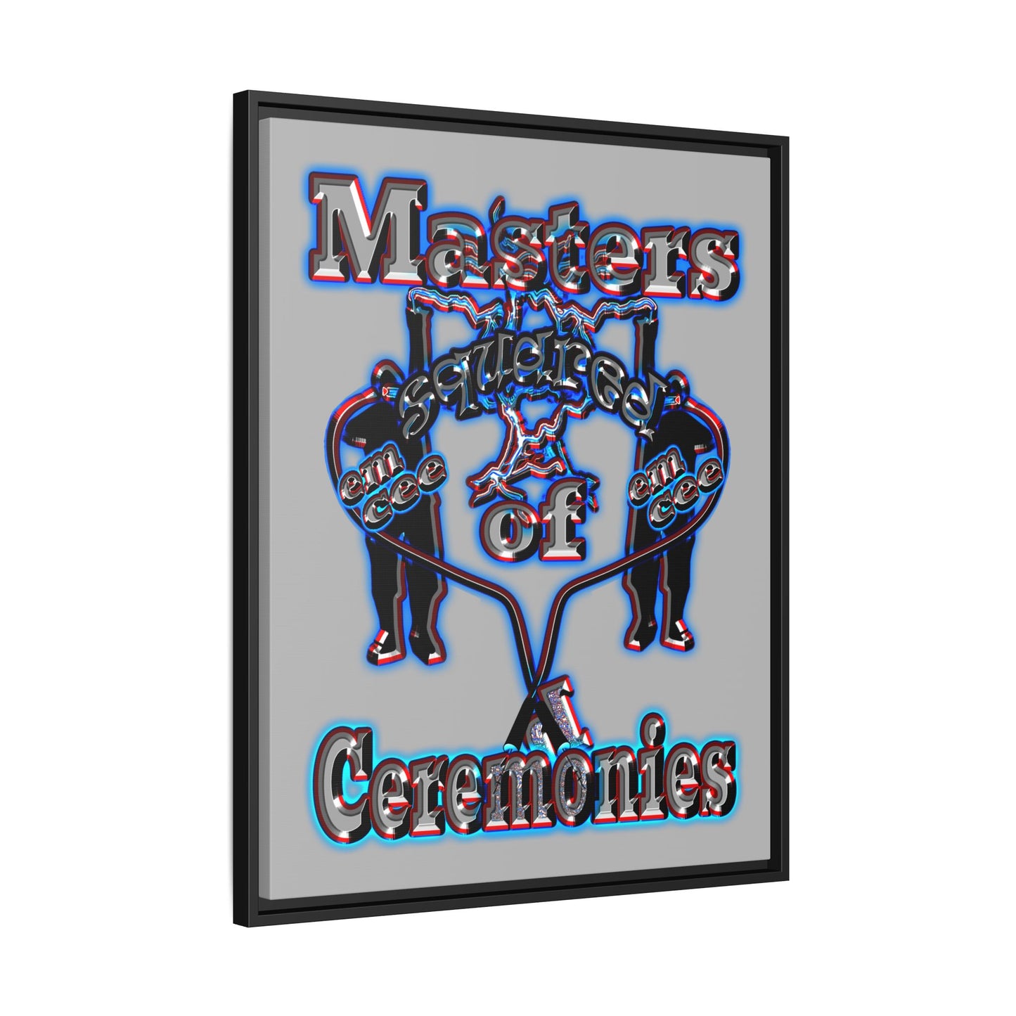 em cee squared - framed canvas art (light grey)