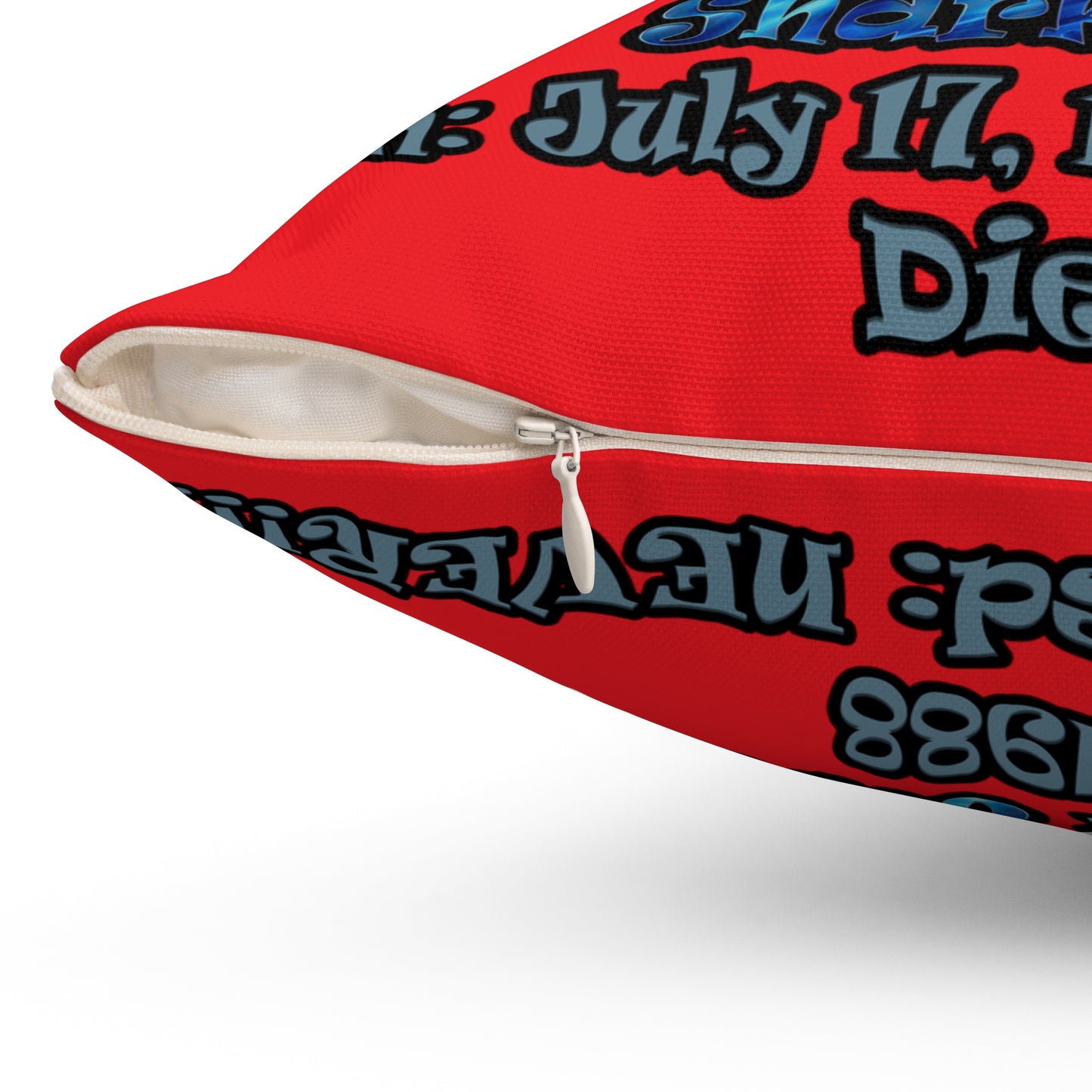 shark week - Spun Polyester Square Pillow - (red)