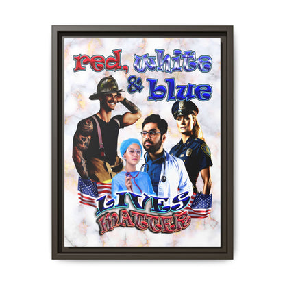 rw&b lives matter - framed canvas art (white marble)