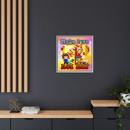 love peace - framed canvas art (color blur)