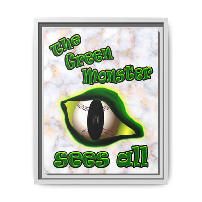 green monster - framed canvas art (white marble)