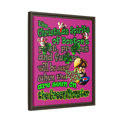 christmas spirits of boston - framed canvas art (pink)