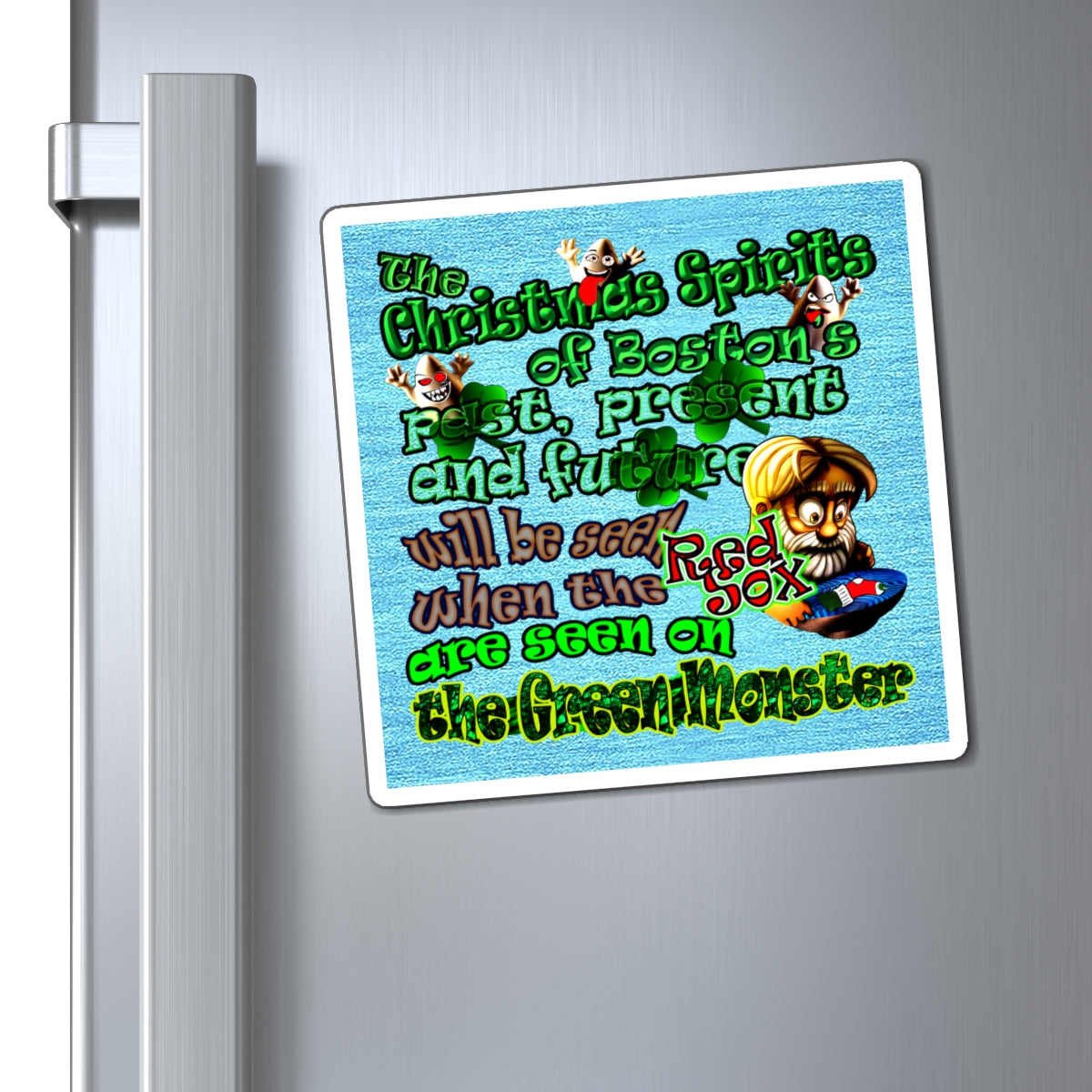 christmas spirits of boston - Magnets - (faded blue)